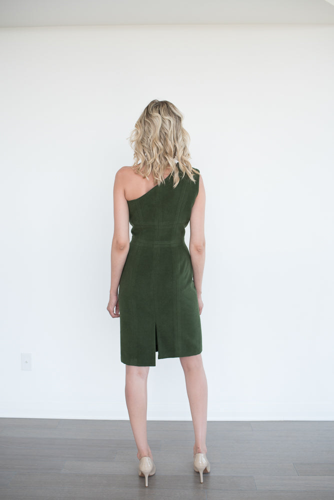 Asymmetrical above-the-knee dress